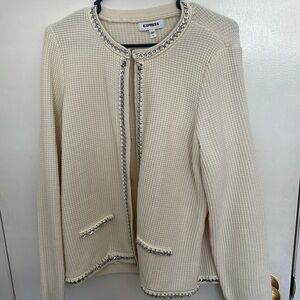 Express Cardigan! White with chain details